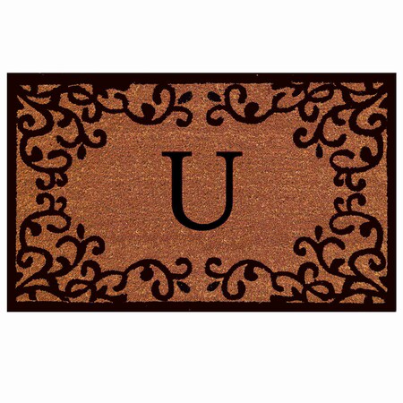 Monogram Door Mat, Natural, Black, 18 in W x 30 in L